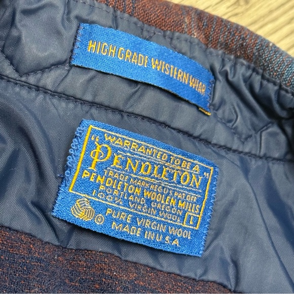 Vtg Pendleton Wool Brushpopper Western Shirt Pearl Snap Stripe USA Women’s LG - Picture 6 of 8